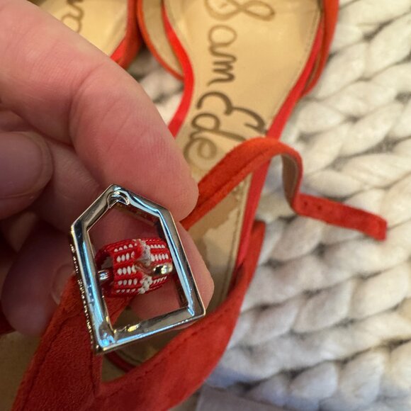 Sam Edelman Susie Red Suede Heel Sandals - womens 6.5 - Picture 8 of 8